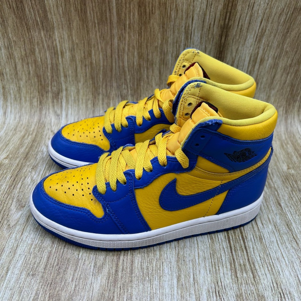 Nike Air Jordan 1 Retro High OG Reverse Laney Men's 5.5 Yellow Blue FD2596-700 - Picture 3 of 10